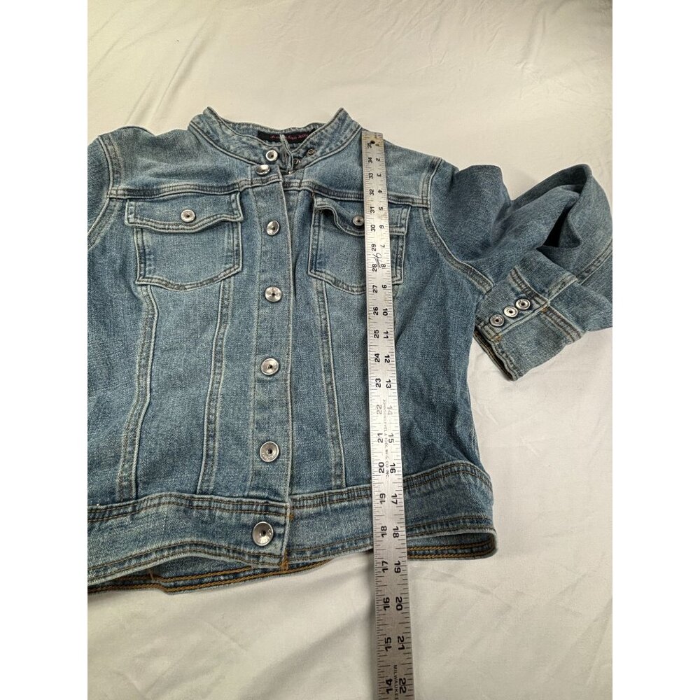 Calvin Klein Jeans Denim Jacket Womens Size L Snap Buttons Bib Collar - Picture 7 of 9